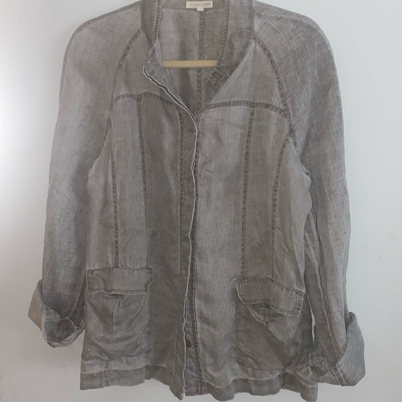 Eileen Fisher Utility Jacket 100% Linen - Picture 3 of 12